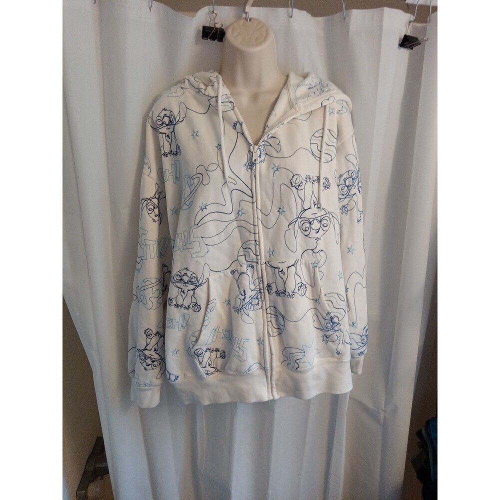 White Stitch Hoodie Full Zip 2XL